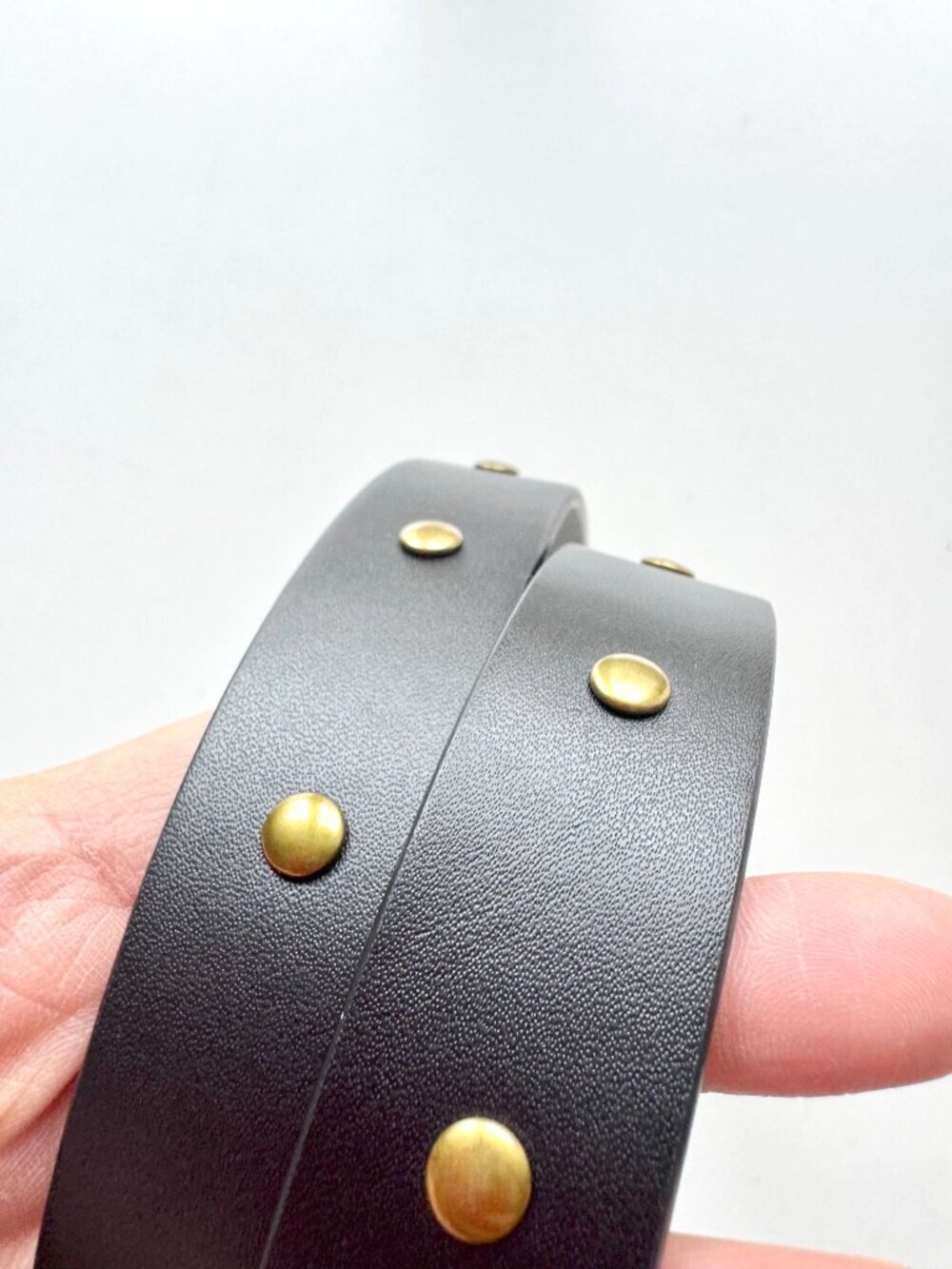 CABI Brown Leather Gold Tone Studded Stud Closure Waist Belt, Size S - Picture 10 of 12